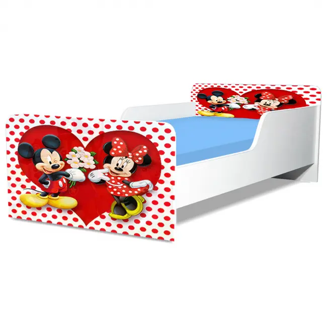Patut Pentru Fetite Si Baieti Cu Imprimeu Inspirat Din Mickey Si Minnie, Model Creativ, Cu Saltea SafeNest de 140x70 Cm Ptv5232