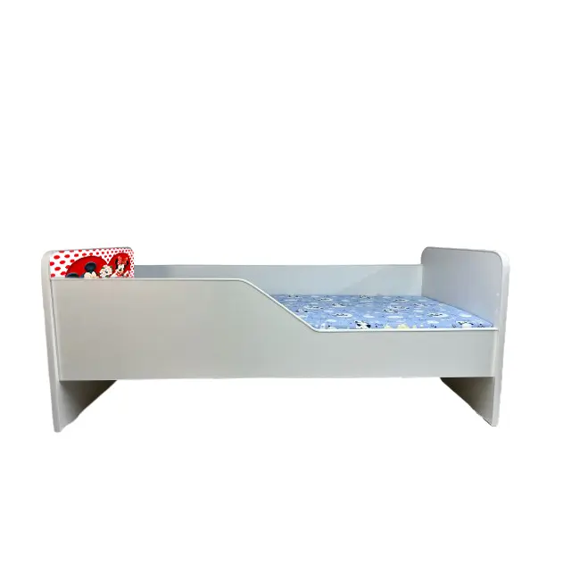 Pat Pentru Fete Si Baieti Cu Imprimeu Inspirat Din Personajele Mickey Si Minnie, Varianta Sleepy Cu Saltea SafeNest De 160x80 Cm Ptv6059