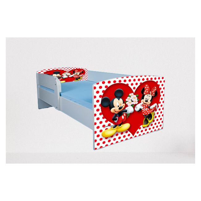 Patut Pentru Fetite 2-6 Ani Mickey Si Minnie 2, Cu Protectie Si Saltea SafeNest de 130x60 Cm Ptv4973
