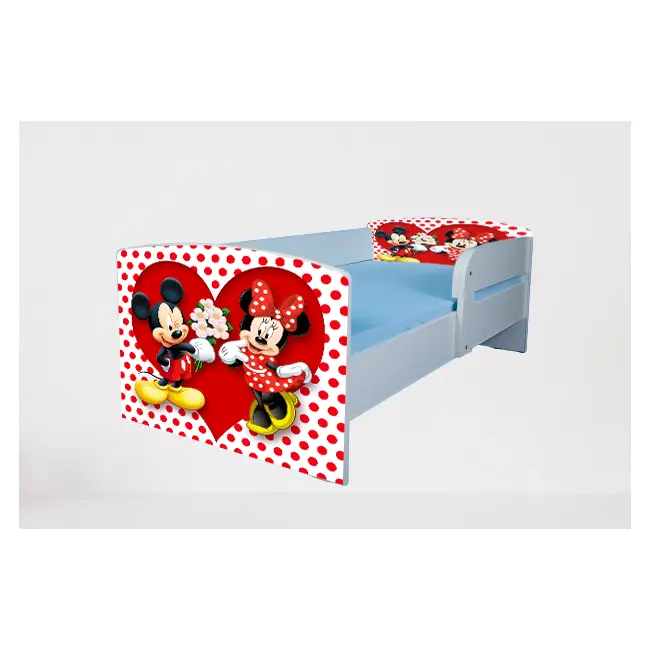 Patut Pentru Fetite 2-6 Ani Mickey Si Minnie 2, Cu Protectie Si Saltea SafeNest de 130x60 Cm Ptv4973