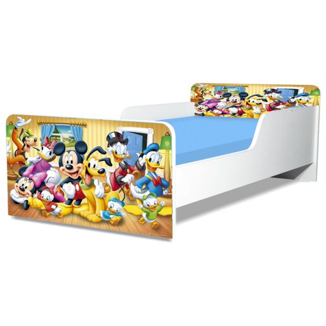 Pat Copii Mickey Si Prietenii 2 Model Creativ 2-12 ani Cu Saltea Inclusa 160x80 Cm  Ptv5283