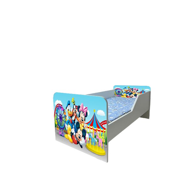 Pat Copii Mickey Si Prietenii 2 Model Sleepy 2-8 ani Cu Saltea SafeNest 140x70 Cm  Ptv6103