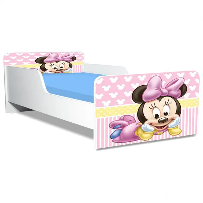 Pat Pentru Fete Cu Personajul Minnie 2, Model Creativ Cu Saltea SafeNest De 180x80 Cm Ptv5302