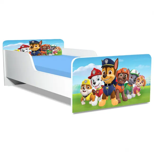 Pat Copii Paw Patrol Model Creativ 2-12 ani Cu Saltea SafeNest 160x80 Cm  Ptv5332