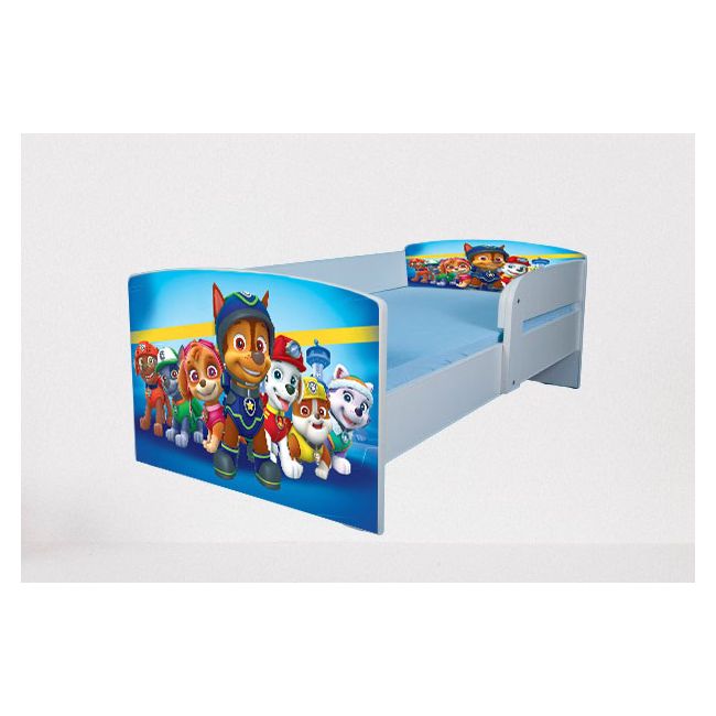 Pat Pentru Copii 2-16 Ani Paw Patrol, Cu Protectie Si Saltea 180x80 Cm Ptv4484