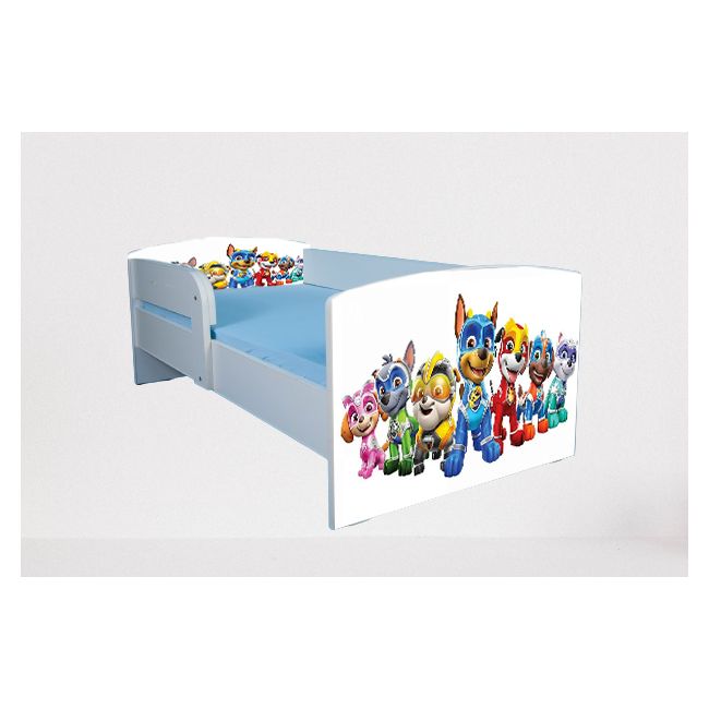 Pat Baieti 2-12 Ani Paw Patrol 3, Cu Protectie Si Saltea De 160x80 Cm Inclusa Ptv4627