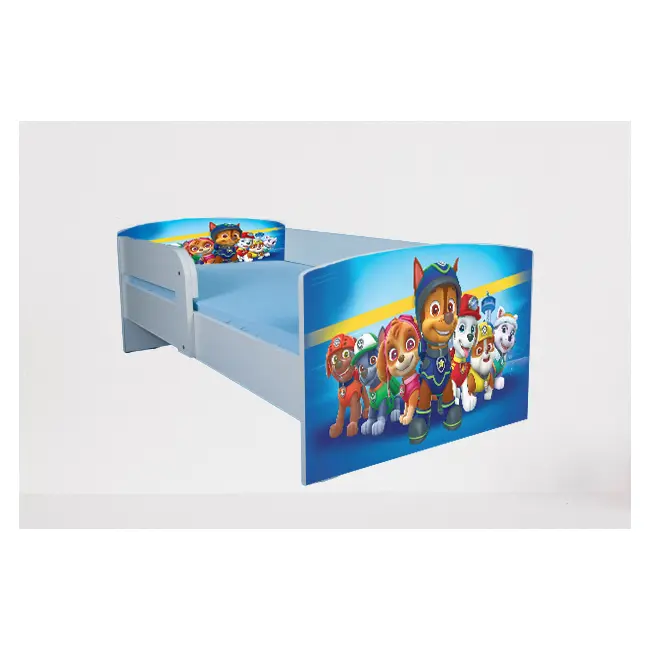Pat Pentru Baieti 2-12 Ani Paw Patrol Blue, Cu Protectie Si Saltea SafeNest 160x80 Cm Ptv4481