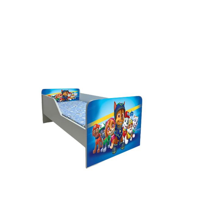 Pat Copii Paw Patrol Blue Model Sleepy 2-12 ani Cu Saltea SafeNest 160x80 Cm  Ptv5659
