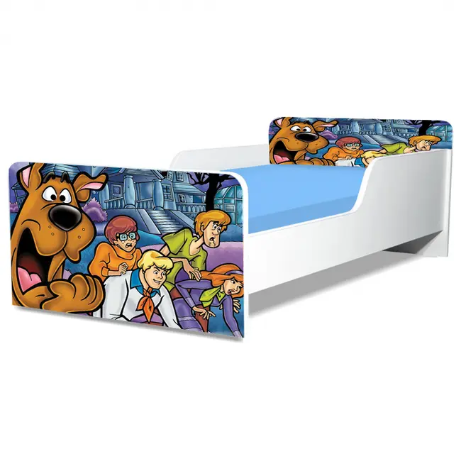 Pat Copii Scooby Doo 2-6 ani Model Creativ Cu Saltea SafeNest 130x60 Cm  Ptv5402