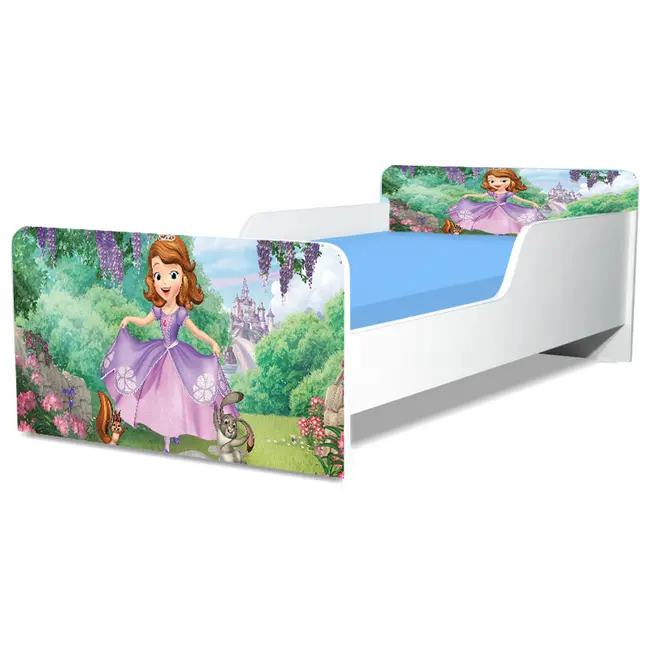 Pat Pentru Fete Sofia 1 Model Creativ 2-8 ani Cu Saltea SafeNest 140x70 Cm  Ptv5424