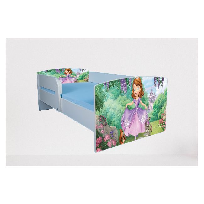 Patut pentru fetite 2-6 ani Sofia 1, Cu Protectie si saltea de 130x60 Cm inclusa Ptv4771