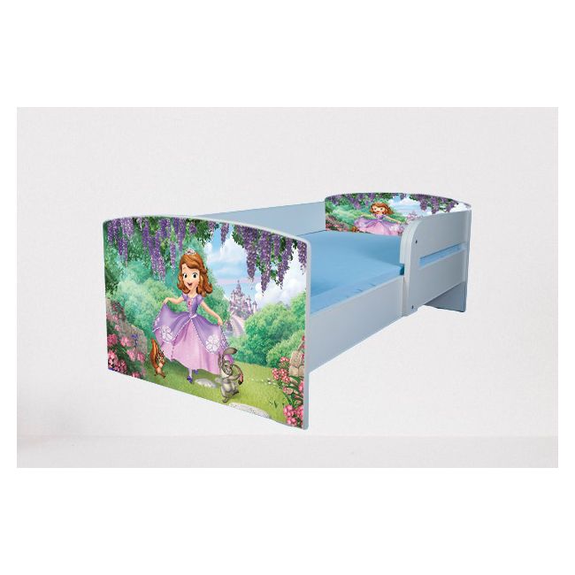 Pat pentru fetite 2-8 ani Sofia 1, Cu Protectie si saltea inclusa de 140x70 Cm Ptv4777