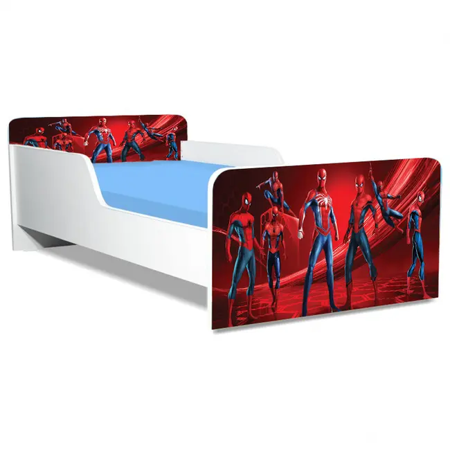 Pat Copii Spiderman 2 Model Creativ 2-8 ani Cu Saltea SafeNest 140x70 Cm  Ptv5490