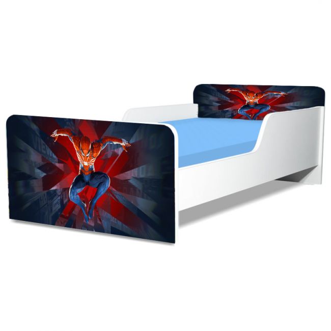 Pat Copii Spiderman 5 Model Creativ 2-6 ani Cu Saltea SafeNest 130x60 Cm Ptv5529