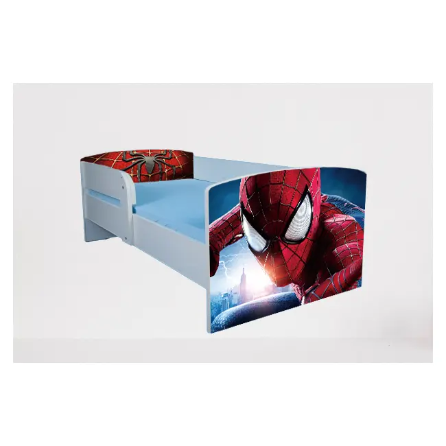 Pat pentru copii 2-12 ani Spiderman 5, Cu Protectie si saltea de 160x80 Cm Ptv4795