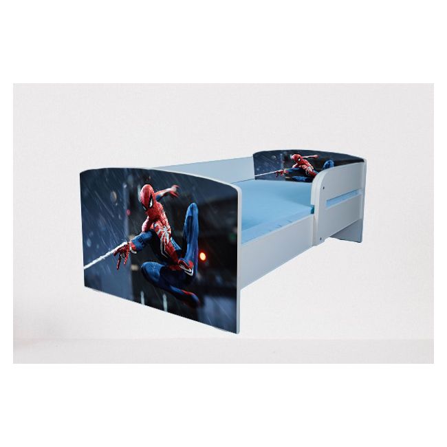 Pat pentru baieti 2-12 ani Spiderman 6, Cu Protectie si saltea inclusa de 160x80 Cm Ptv4809