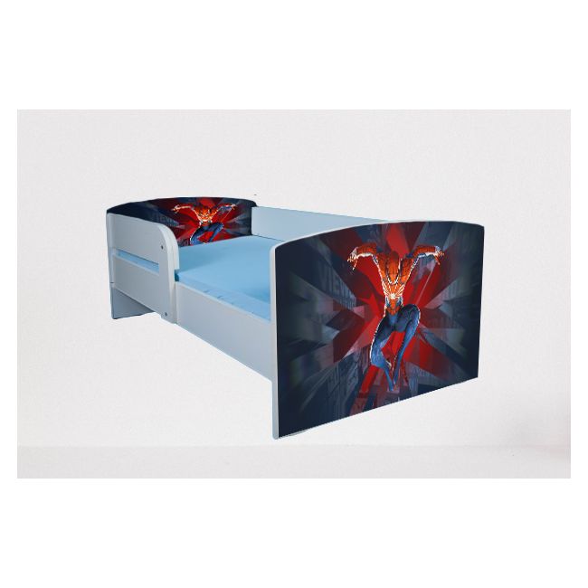Patut pentru copii 2-8 ani Spiderman 8, Cu Protectie si saltea de 140x70 Cm inclusa Ptv4832