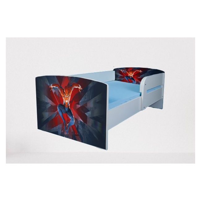 Patut pentru copii 2-8 ani Spiderman 8, Cu Protectie si saltea de 140x70 Cm inclusa Ptv4832