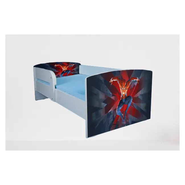 Pat pentru baieti 2-16 ani Spiderman 8, Cu Protectie si saltea de 180x80 Cm inclusa Ptv4840