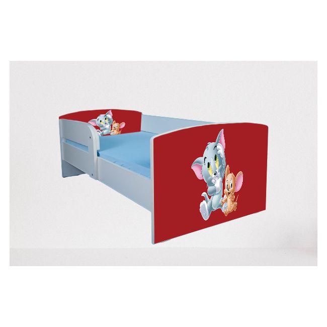 Patut pentru copii 2-6 ani Tom&jerry, Cu Protectie si saltea de 130x60 Cm inclusa Ptv4887