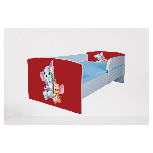 Patut pentru copii 2-6 ani Tom&jerry, Cu Protectie si saltea de 130x60 Cm inclusa Ptv4887