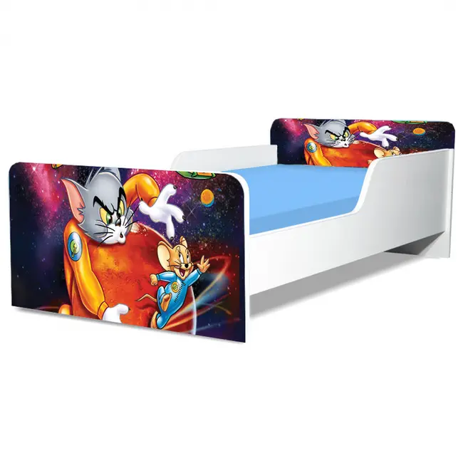 Pat Copii Tom&jerry 2 Model Creativ 2-6 ani Cu Saltea SafeNest 130x60 Cm Ptv5587