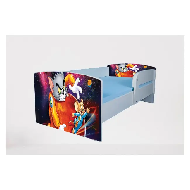 Pat pentru copii 2-16 ani Tom&jerry 3, Cu Protectie si saltea de 180x80 Cm inclusa Ptv4884