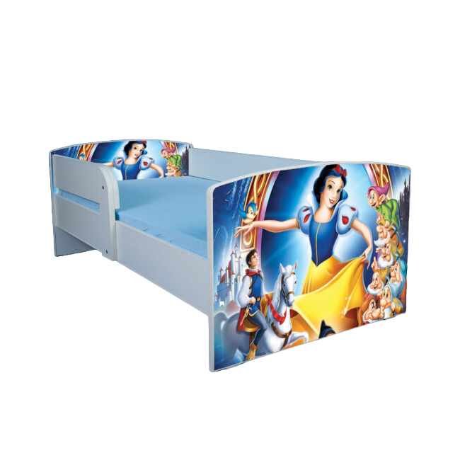 Pat copii 2-12 ani Alba Ca Zapada, Cu Protectie si saltea 160x80 Cm inclusa Ptv3955