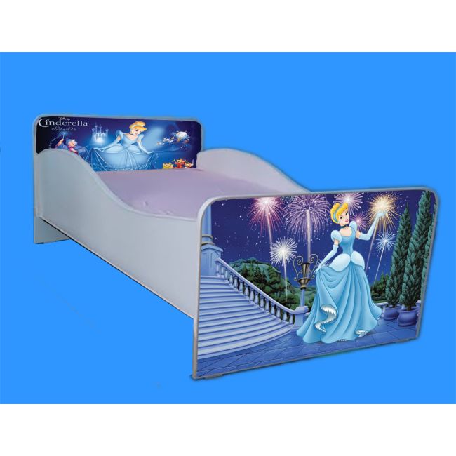 Pat pentru copii 2-12 ani Cenusareasa, cu saltea inclusa de 160x80 Cm Ptv4176