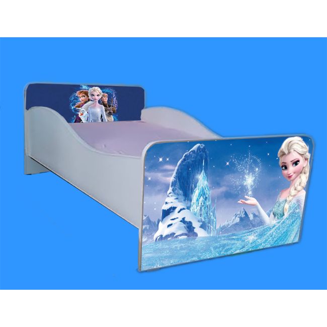 Pat pentru fete 2-8 ani Elsa, model cu saltea de 140x70 Cm Ptv4085