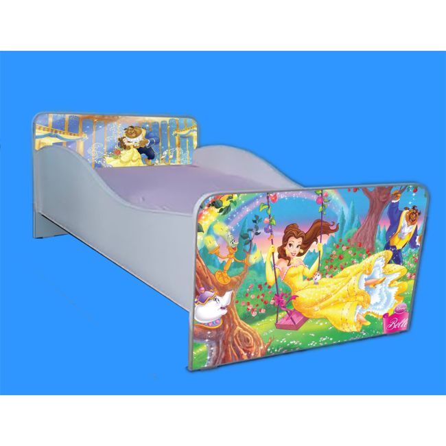 Pat fete 2-12 ani Frumoasa Si Bestia, model cu saltea inclusa de 160x80 Cm Ptv4132