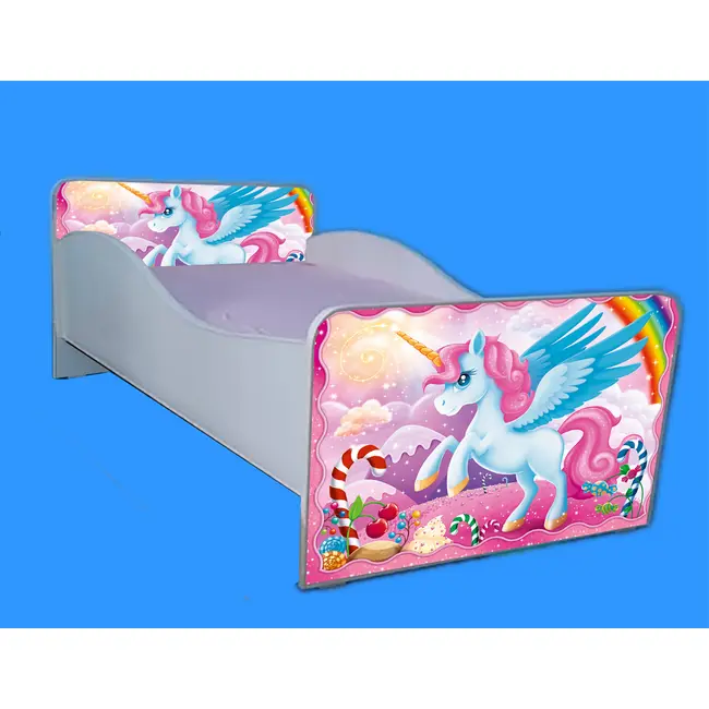 Pat pentru fete 2-16 ani Micii Ponei, model cu saltea de 180x80 Cm Ptv4235