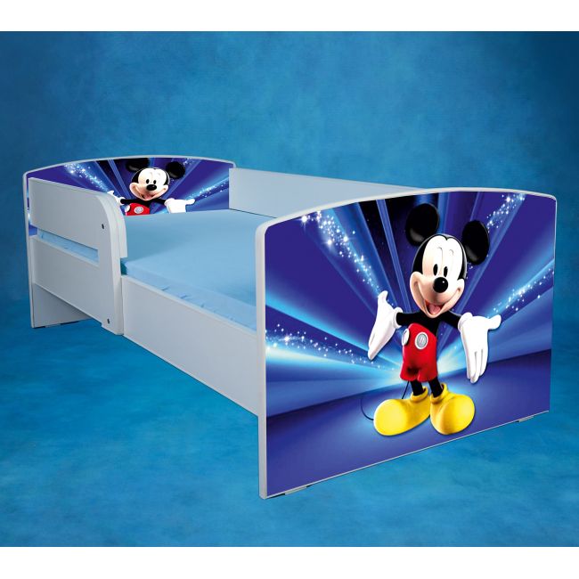 Patut pentru baieti 2-8 ani Mickey, Cu Protectie si saltea de 140x70 Cm inclusa Ptv4030