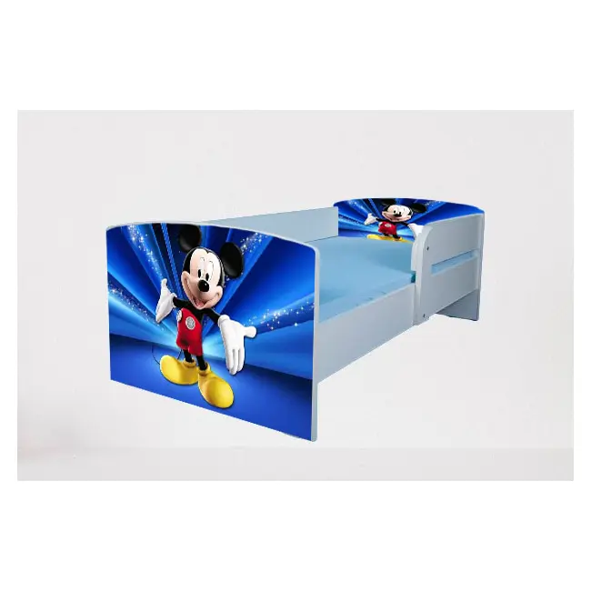 Pat pentru copii 2-12 ani Mickey, Cu Protectie si saltea de 160x80 Cm inclusa Ptv4033