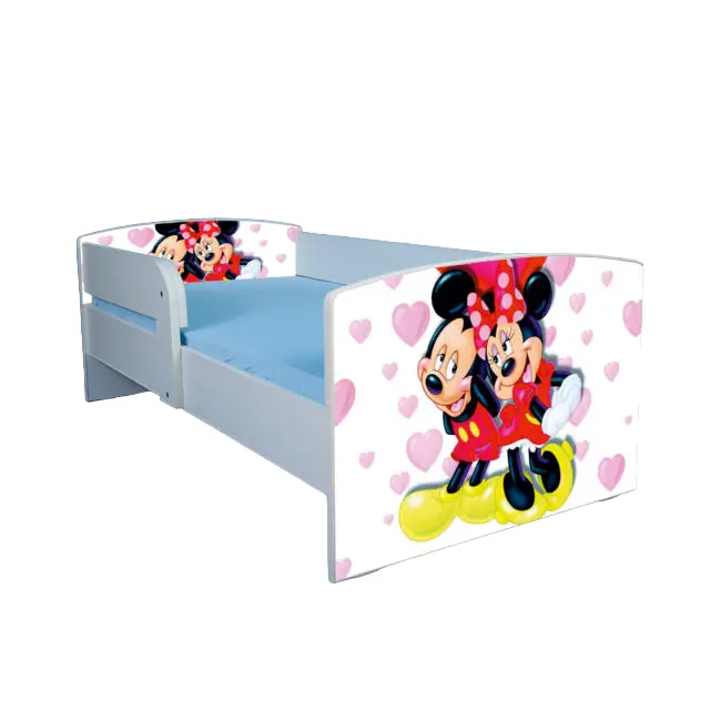 Pat Pentru Fete 2-16 Ani Mickey Si Minnie, Cu Protectie Si Saltea SafeNest de 180x80 Cm Ptv4013