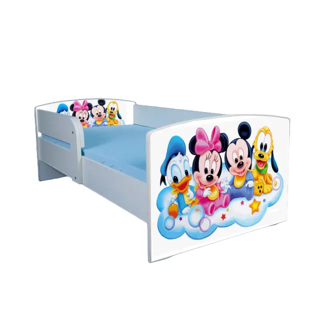 Patut pentru fetite 2-6 ani Mickey Si Prietenii, Cu Protectie si saltea 130x60 Cm Ptv1844