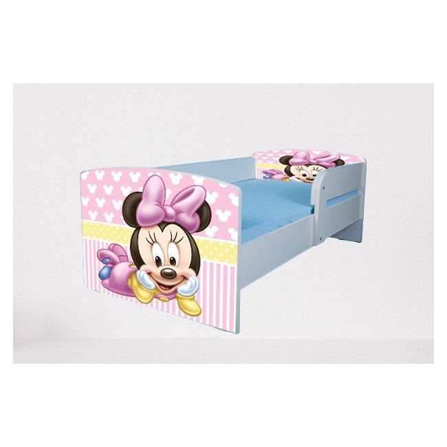 Patut pentru fete 2-8 ani Minnie 2, Cu Protectie si saltea de 140x70 Cm Ptv4041