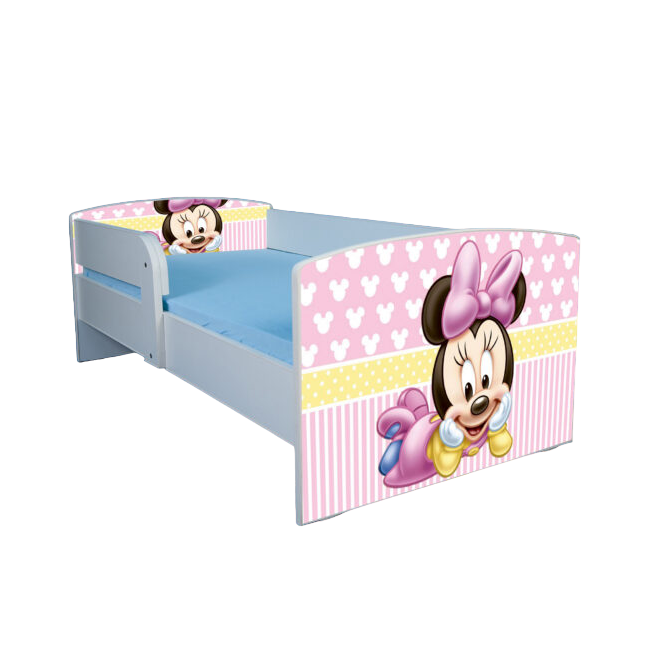 Patut pentru fete 2-8 ani Minnie 2, Cu Protectie si saltea de 140x70 Cm Ptv4041