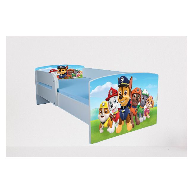 Pat Pentru Copii 2-16 Ani Paw Patrol, Cu Protectie Si Saltea De 180x80 Cm Inclusa Ptv3816