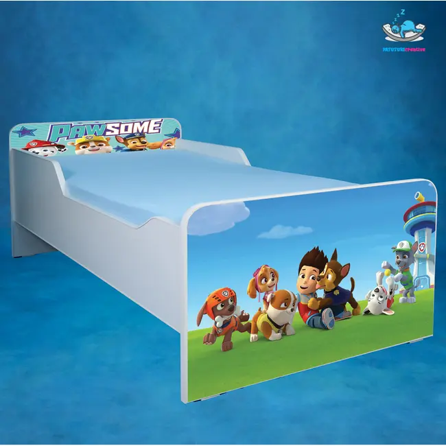 Pat Pentru Baieti 2-16 Ani Paw Patrol 2, Cu Saltea SafeNest De 180x80 Cm Ptv3585