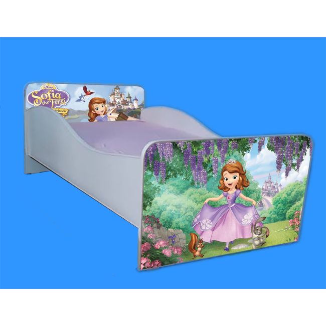 Pat pentru fete 2-16 ani Printesa Sofia, cu saltea de 180x80 Cm inclusa Ptv4102