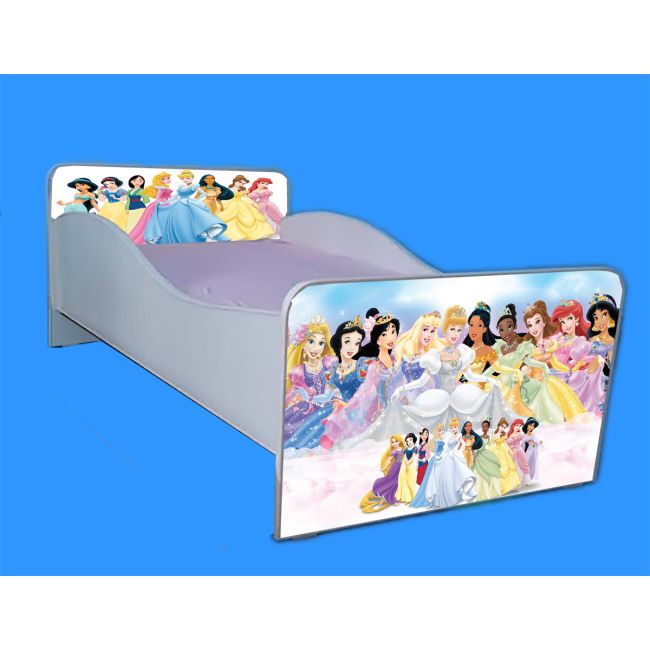 Pat fetite 2-8 ani Printesele Disney, model cu saltea de 140x70 Cm inclusa Ptv4161
