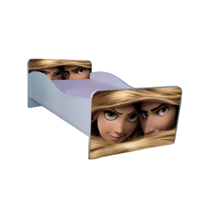 Patut fetite 2-6 ani Rapunzel, model cu saltea de 130x60 Cm Ptv2170