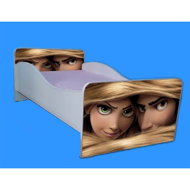 Pat pentru fete 2-16 ani Rapunzel, model cu saltea de 180x80 Cm Ptv4148
