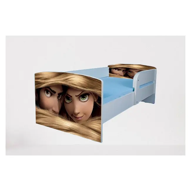 Pat pentru fetite 2-8 ani Rapunzel, Cu Protectie si saltea de 140x70 Cm inclusa  Ptv3974