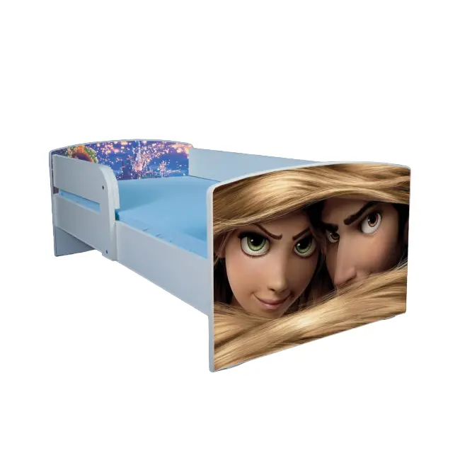 Pat fete 2-16 ani Rapunzel, Cu Protectie si saltea de 180x80 Cm Ptv3980