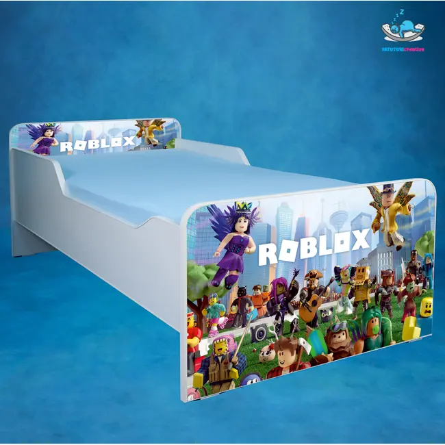 Pat pentru baieti 2-6 ani Roblox, model cu saltea inclusa de 130x60 Cm Ptv2056