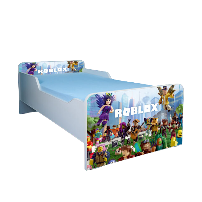 Pat pentru baieti 2-8 ani Roblox, model cu saltea inclusa de 140x70 Cm Ptv3506