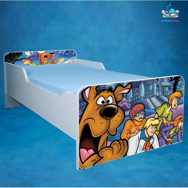 Pat pentru copii 2-12 ani Scooby Doo, cu saltea de 160x80 Cm inclusa Ptv3594