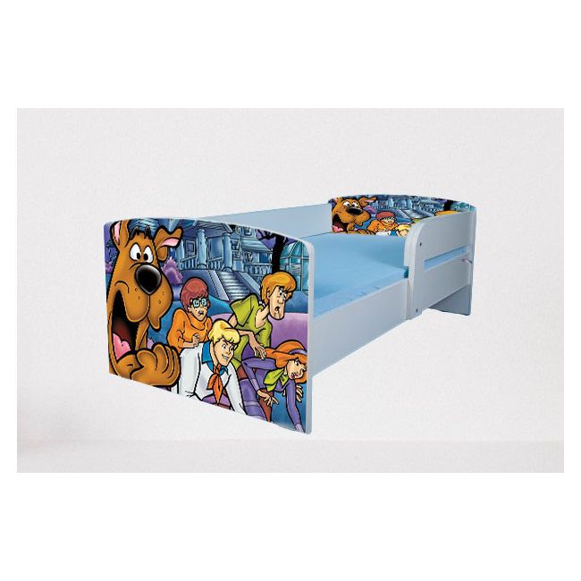 Patut copii 2-8 ani Scooby Doo, Cu Protectie si saltea de 140x70 Cm inclusa Ptv3821